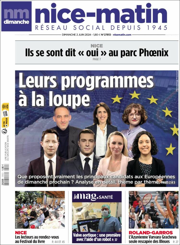 Portada de Nice-Matin (Francia)