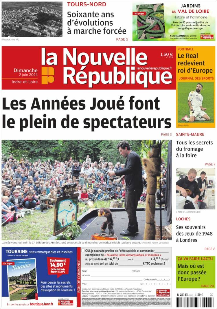 Portada de La Nouvelle Republique (Francia)