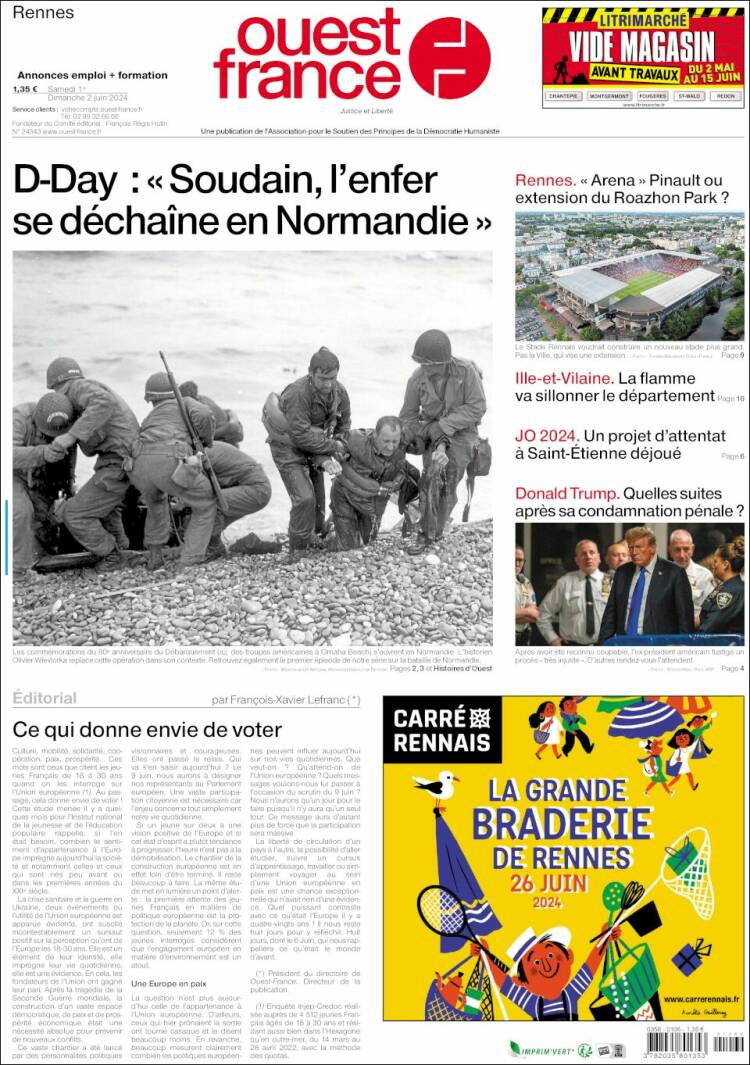 Portada de Ouest France (Francia)