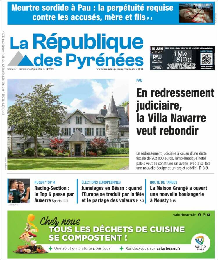 Portada de La République des Pyrénées (Francia)