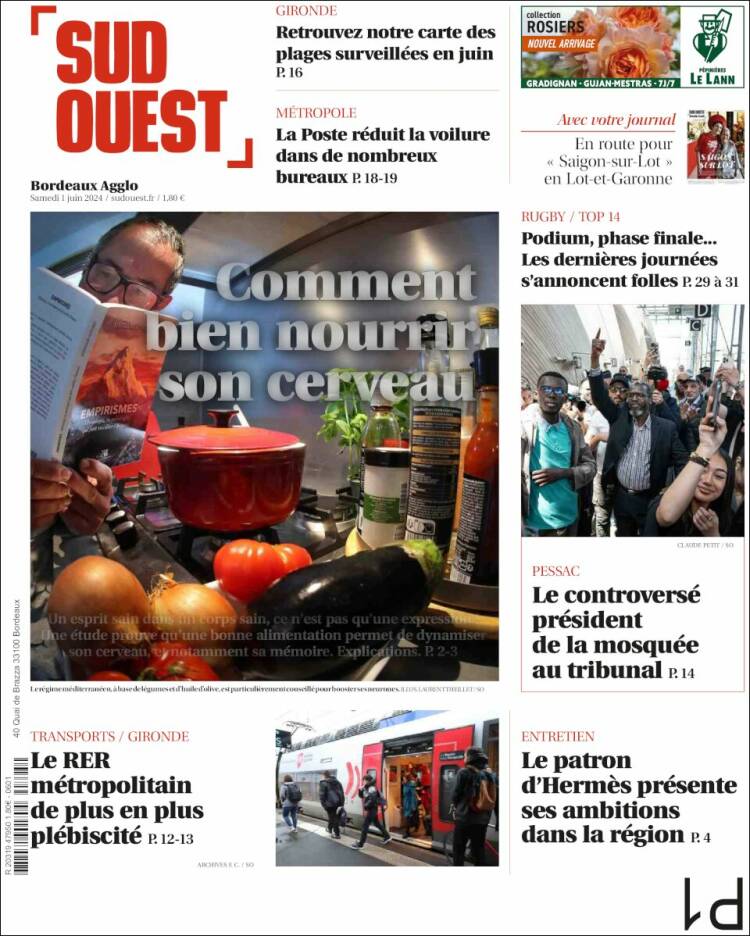 Portada de Sud Ouest (Francia)