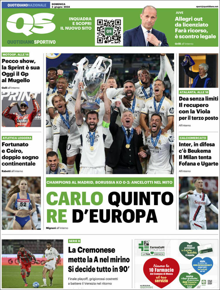 Portada de Quotidiano Sportivo (Italia)