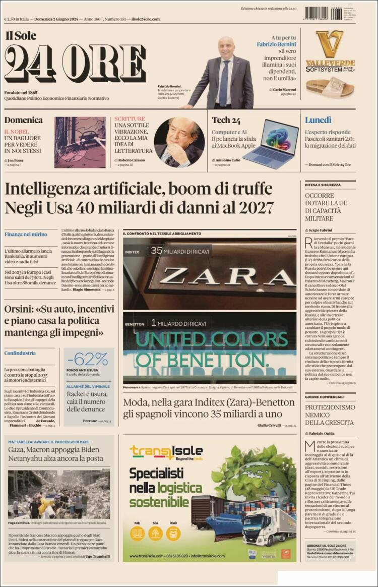 Portada de Il Sole 24 ORE (Italia)