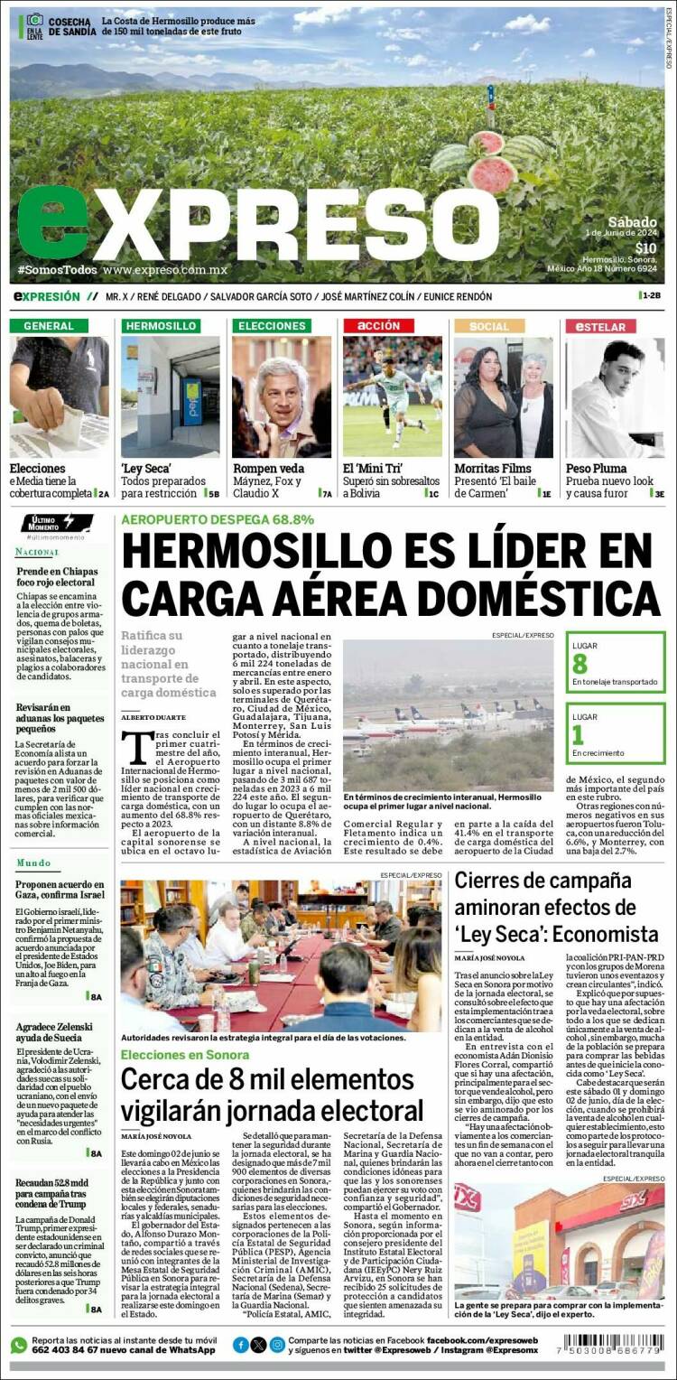 Portada de Expreso (M&eacute;xico)