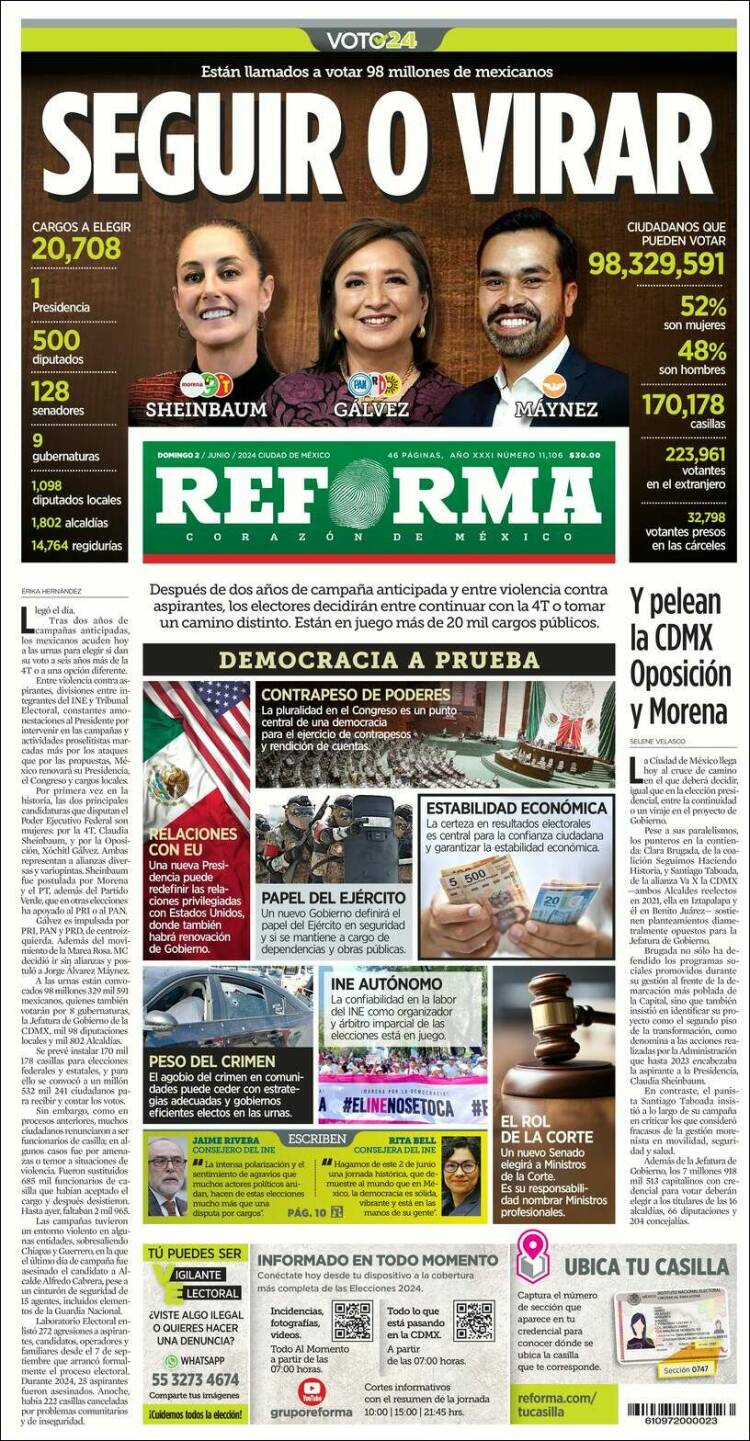 Portada de Reforma (M&eacute;xico)