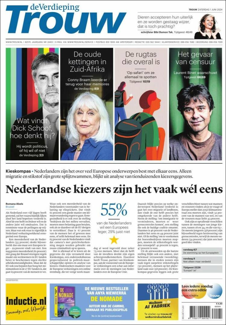 Portada de Trouw (Pa&iacute;ses Bajos)