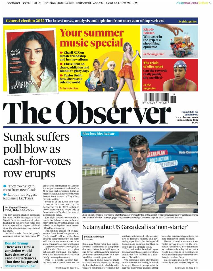 Portada de The Observer (Reino Unido)