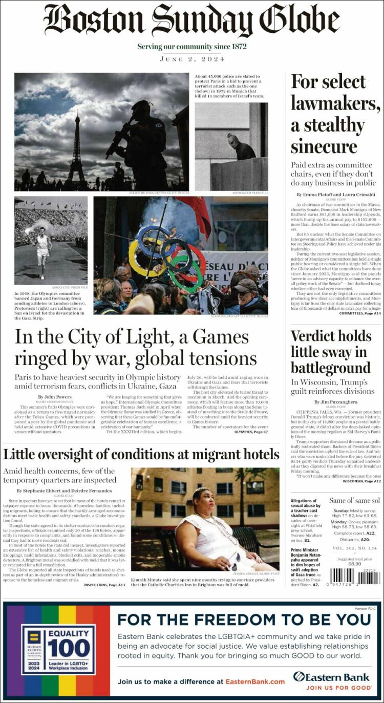 Portada de Boston Globe (USA)