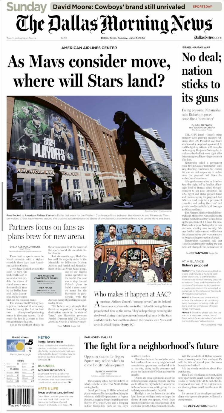 Portada de Dallas Morning News (USA)