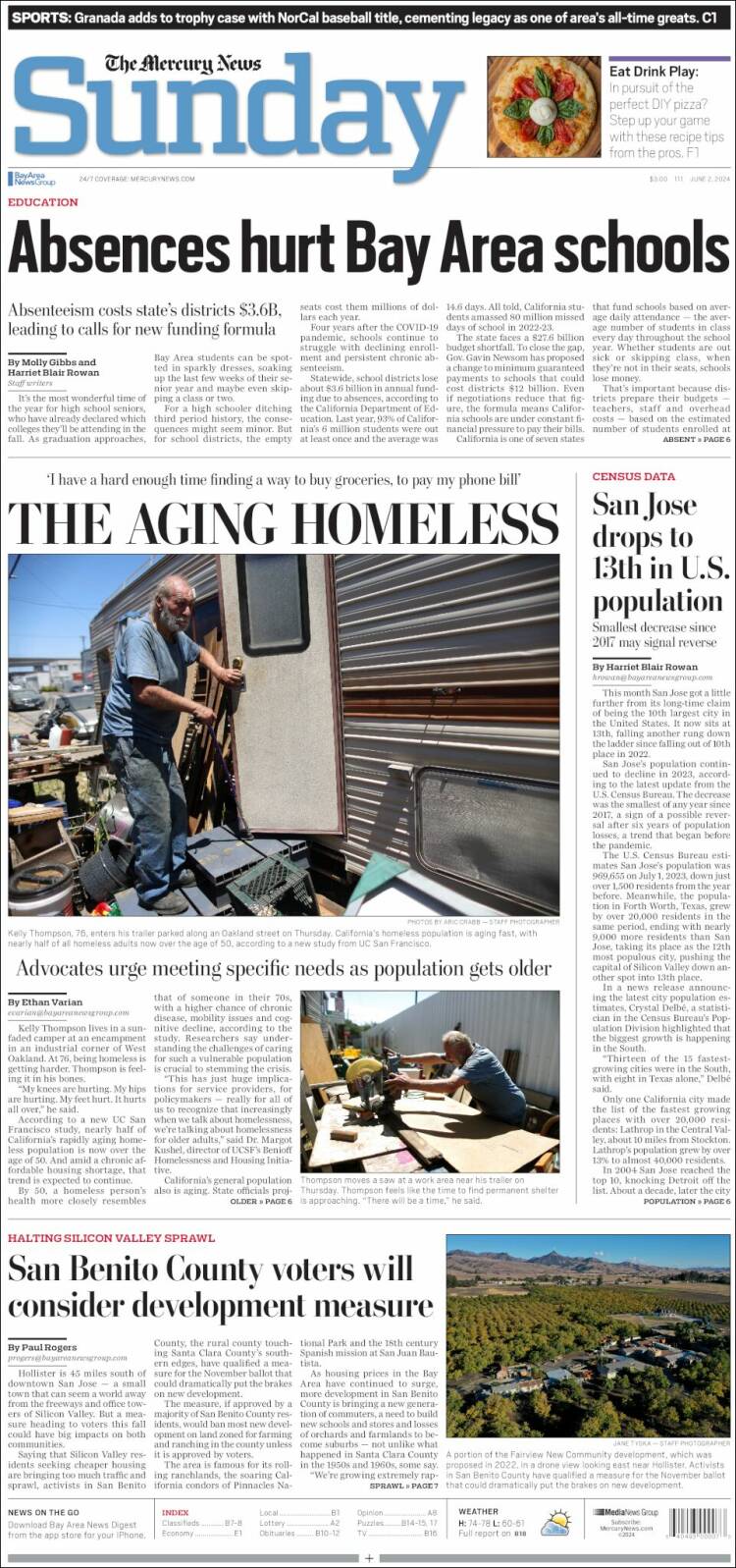 Portada de San Jose Mercury News (USA)