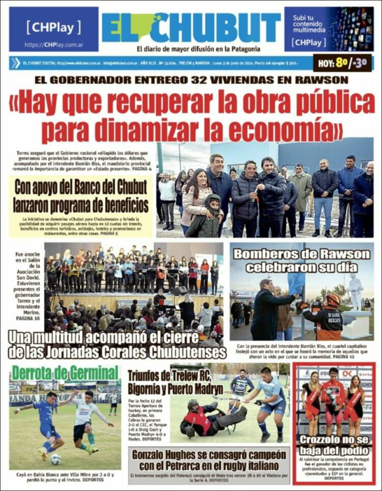 Portada de El Chubut (Argentina)