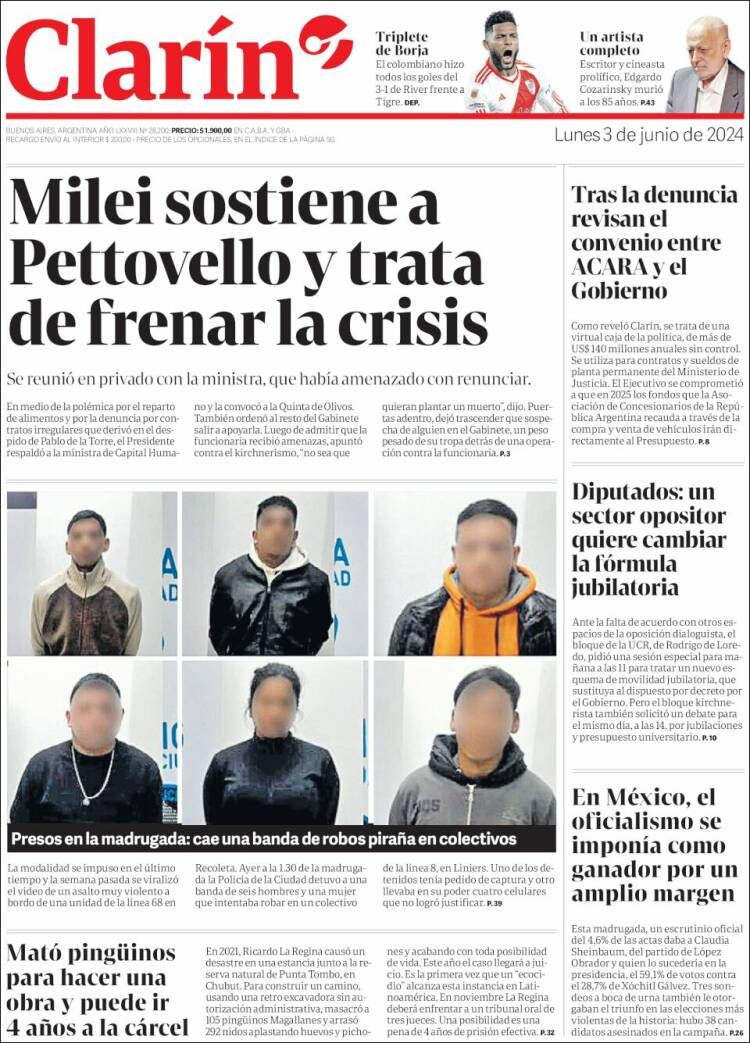 Portada de Clarín (Argentina)