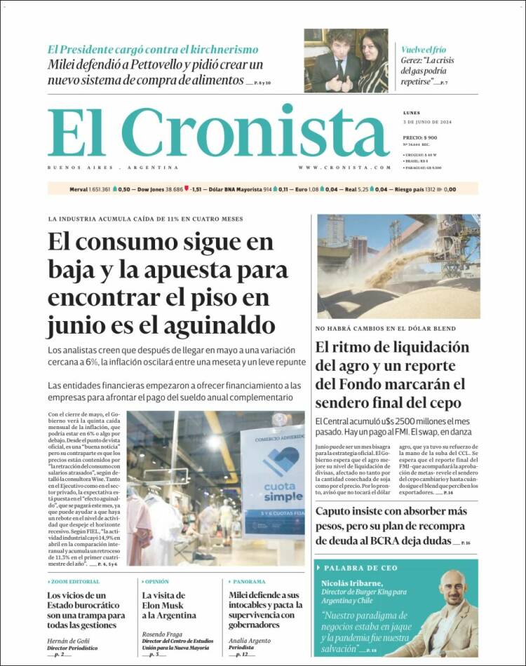Portada de El Cronista Comercial (Argentina)