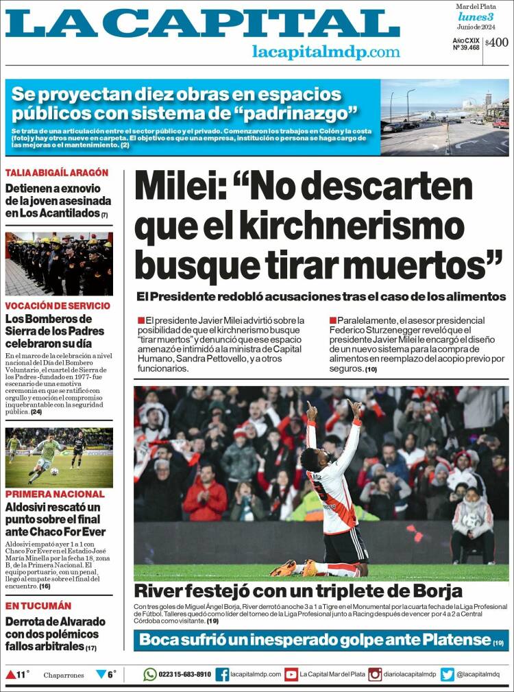 Portada de Diario La Capital - Mar del Plata (Argentina)