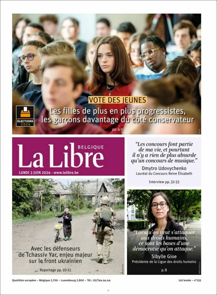 Portada de La Libre.be (B&eacute;lgica)