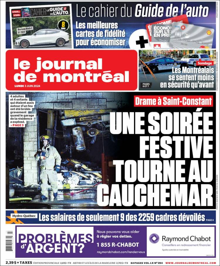 Portada de Le Journal de Montréal (Canadá)