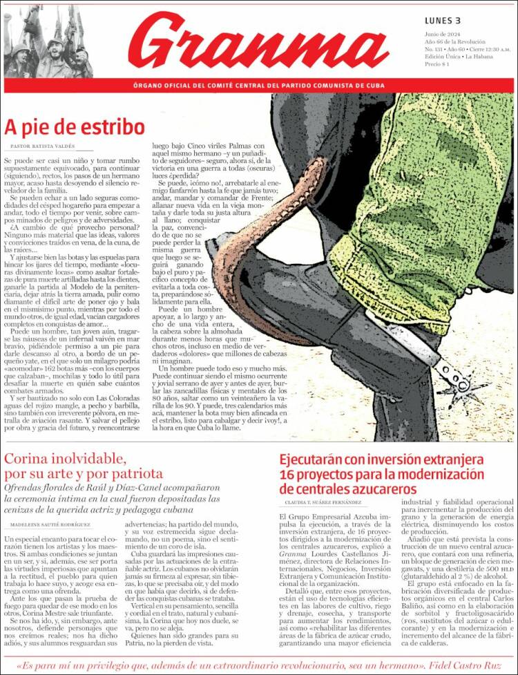 Portada de Granma (Cuba)