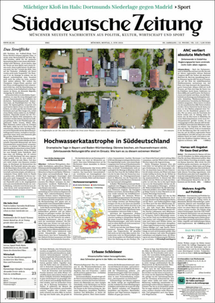 Portada de Sueddeutsche (Alemania)