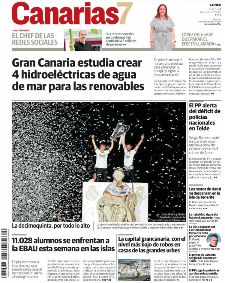Portada de Canarias 7 (España)
