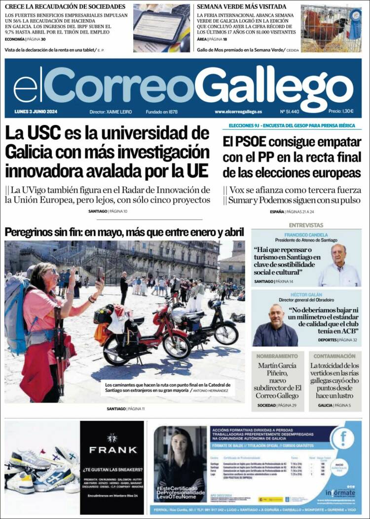 Portada de El Correo Gallego (España)