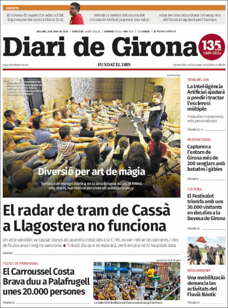 Portada de Diari de Girona (España)