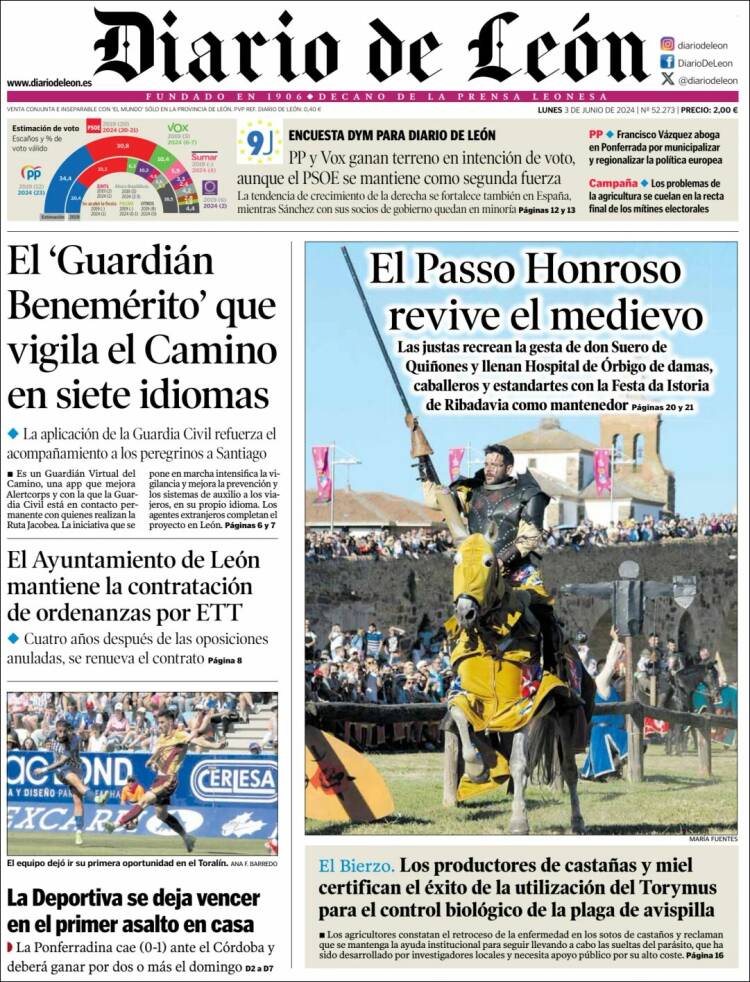 Portada de Diario de León (España)