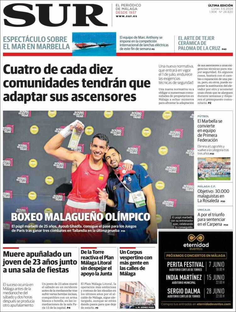 Portada de Diario el Sur (España)