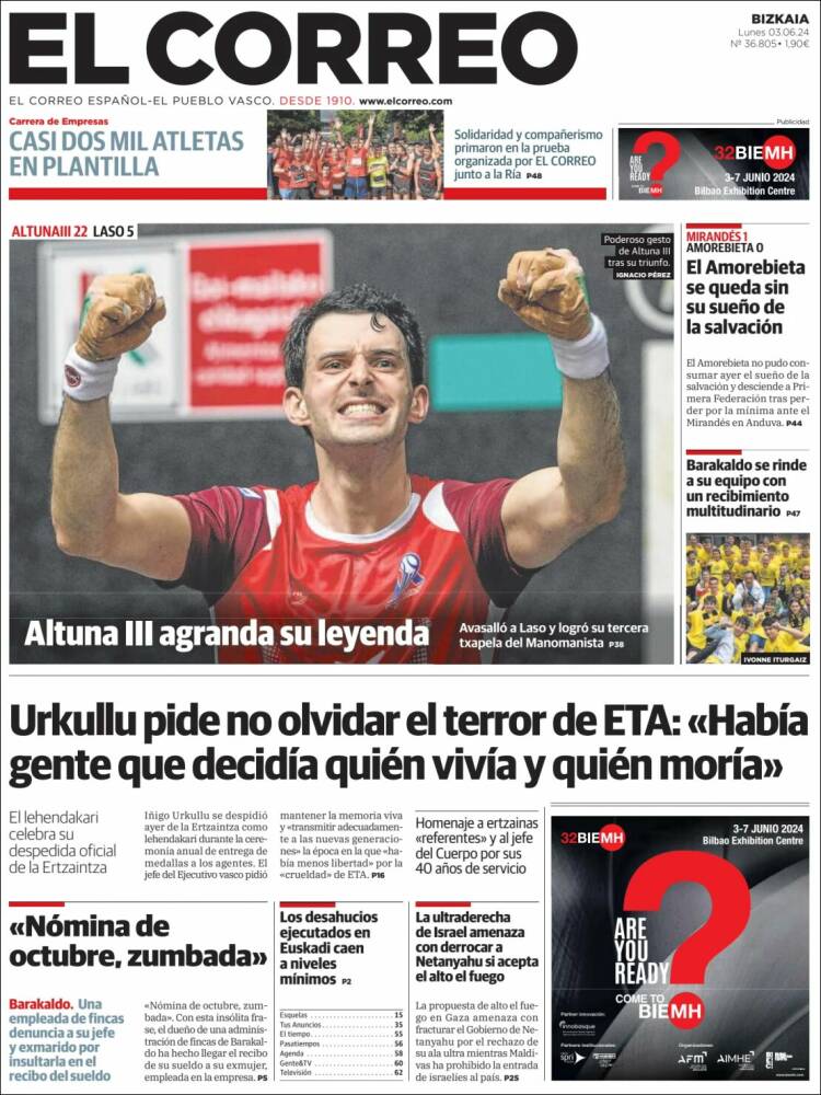 Portada de El Correo (España)