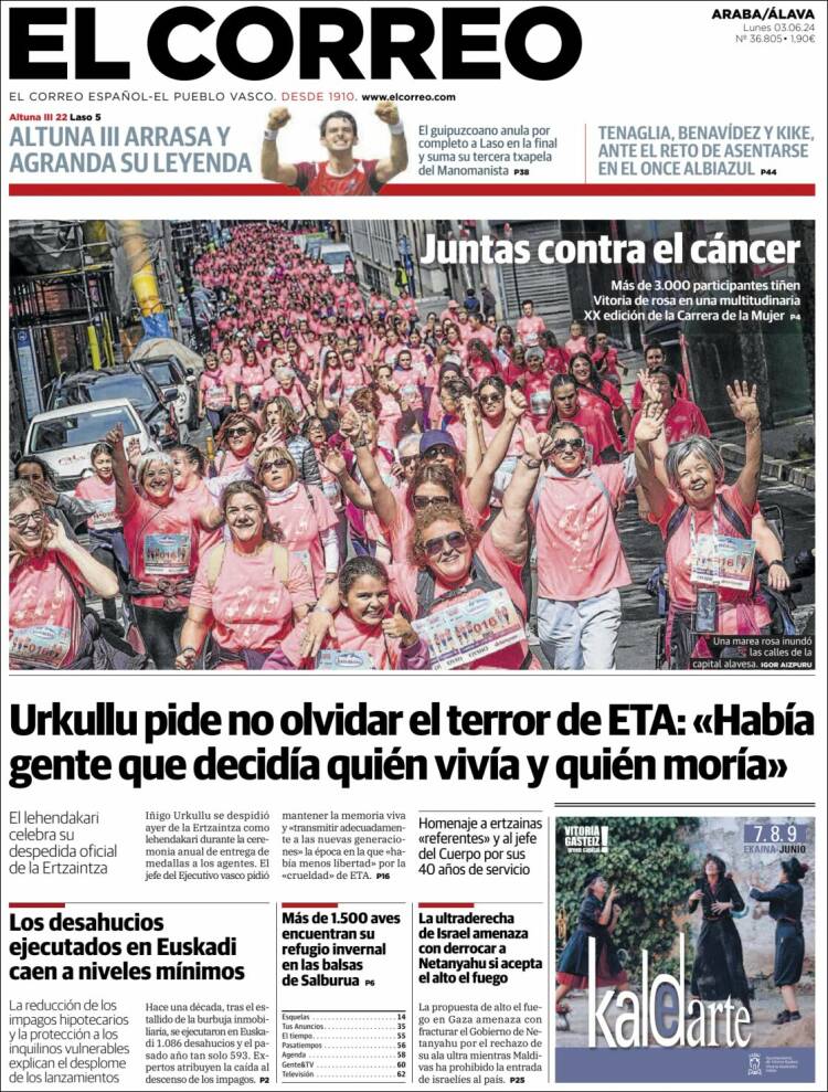 Portada de El Correo - Álava (España)