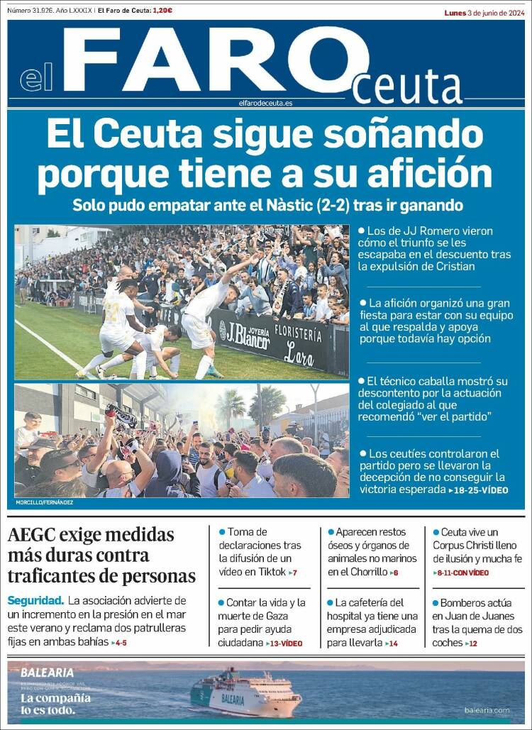 Portada de El Faro de Ceuta (España)