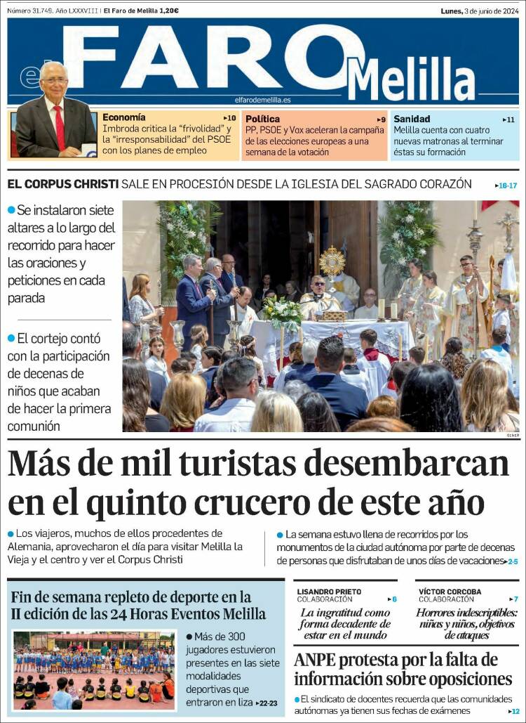 Portada de El Faro de Melilla (España)