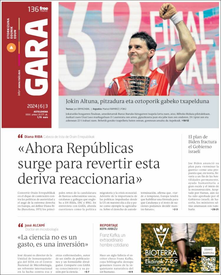Portada de Gara (España)