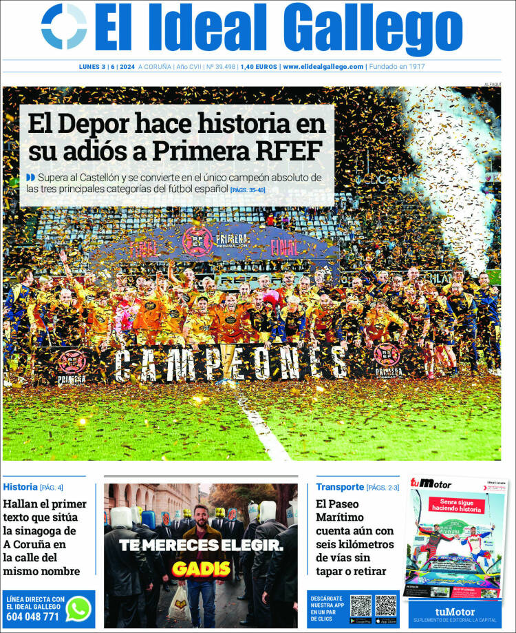 Portada de El Ideal Gallego (España)