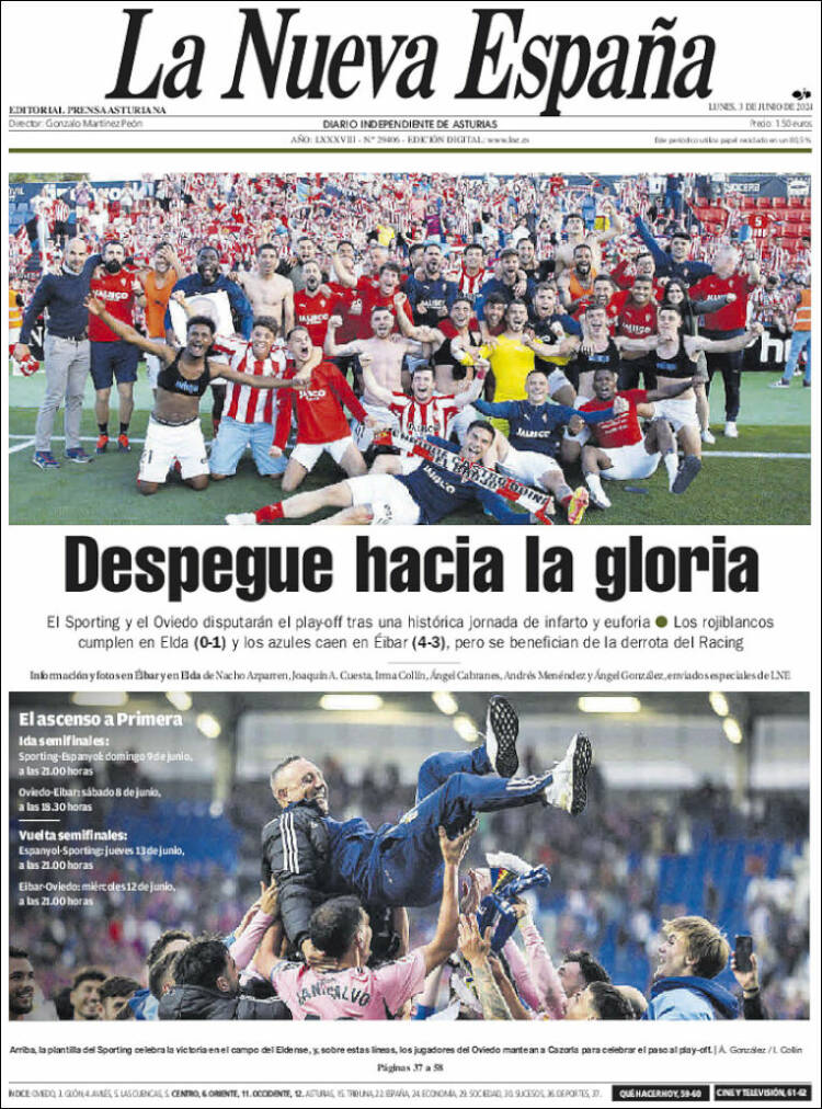 Portada de La Nueva España (España)