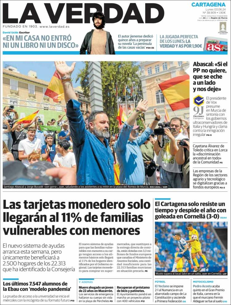 Portada de La Verdad de Cartagena (España)
