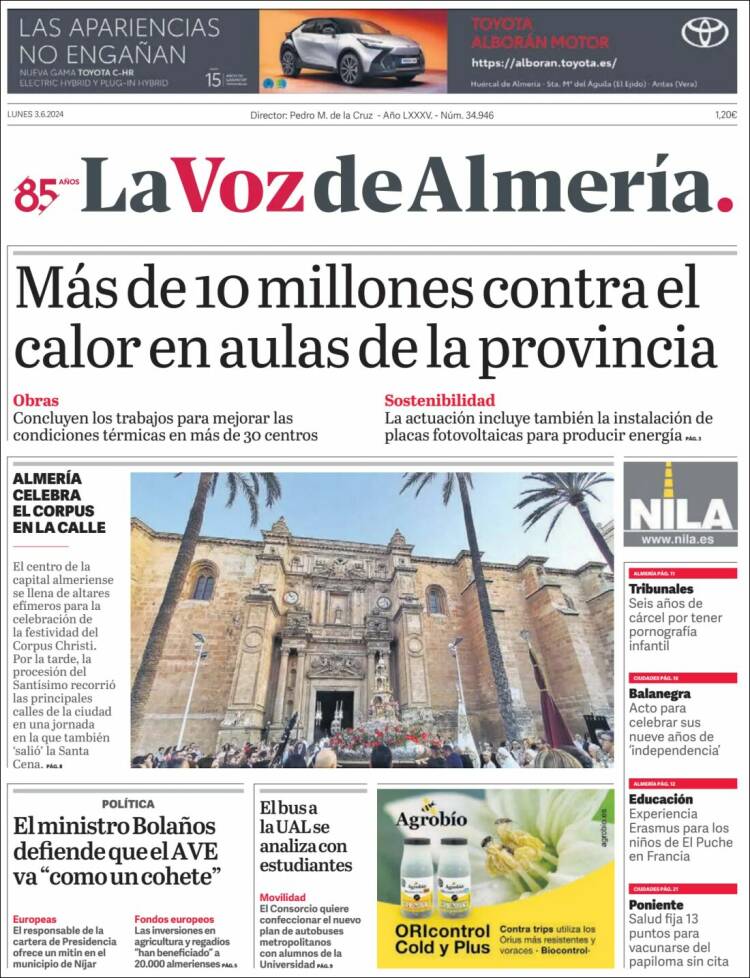 Portada de La Voz de Almería (España)
