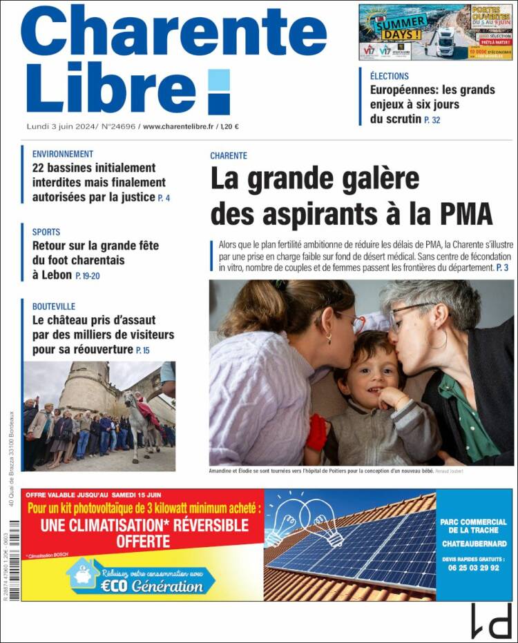 Portada de Charente Libre (Francia)