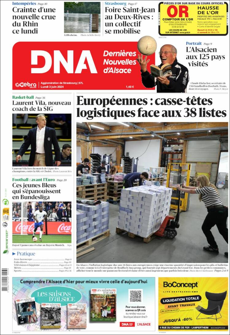 Portada de Les Dernières Nouvelles d'Alsace (Francia)