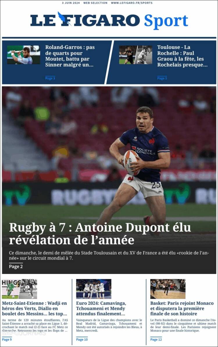 Portada de Le Figaro Sport (Francia)