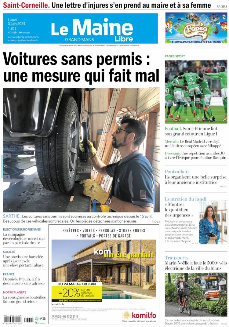 Portada de Le Maine Libre (Francia)
