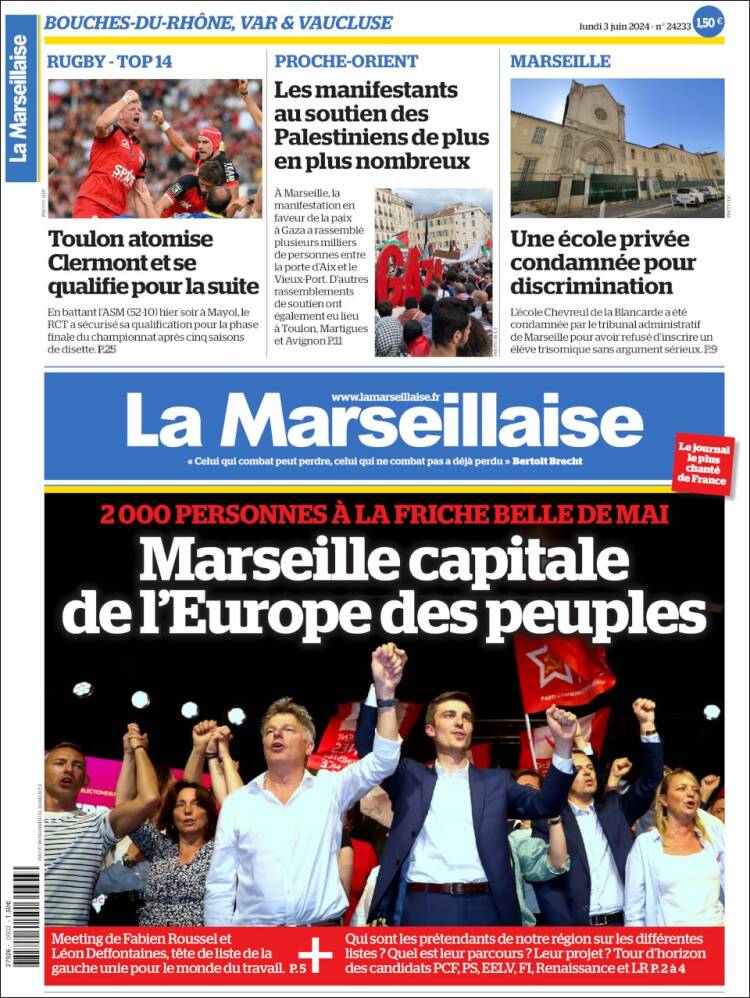 Portada de La Marseillaise (Francia)