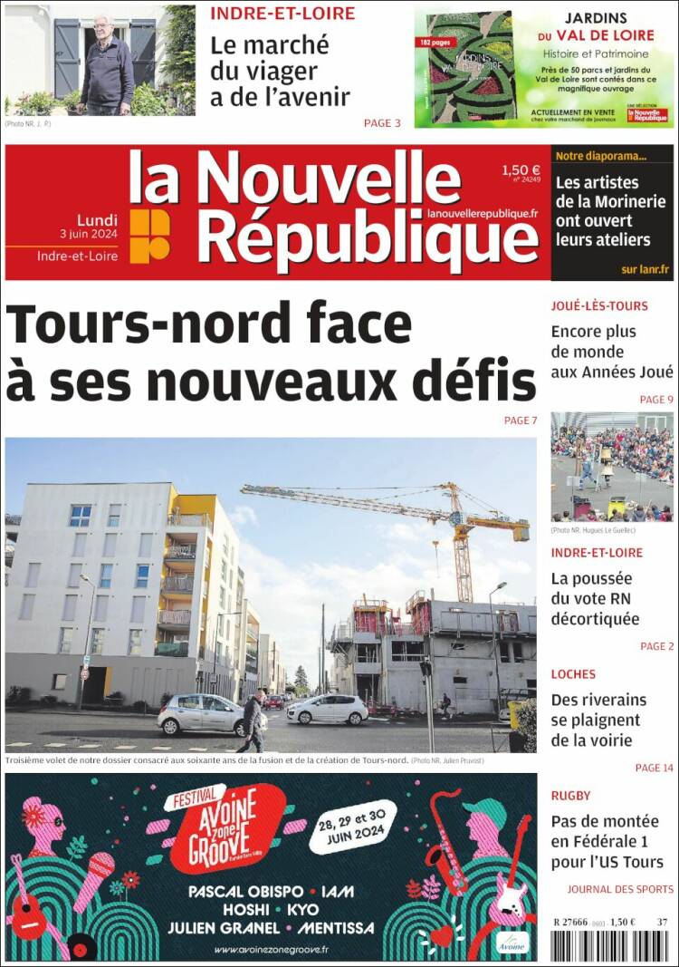 Portada de La Nouvelle Republique (Francia)