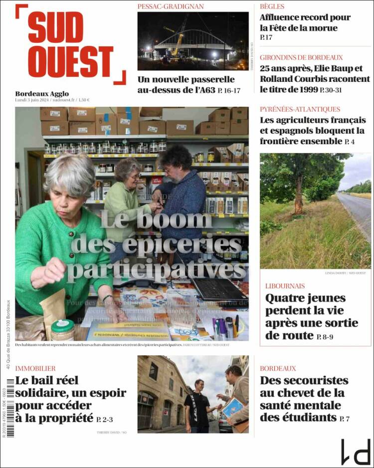 Portada de Sud Ouest (Francia)