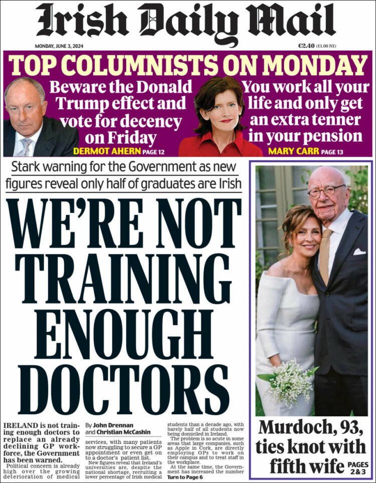 Portada de Irish Daily Mail (Irlanda)