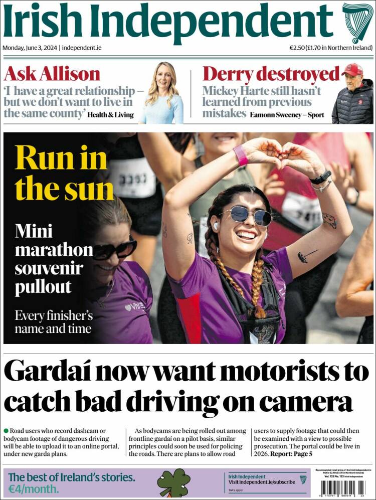 Portada de Irish Independent (Irlanda)