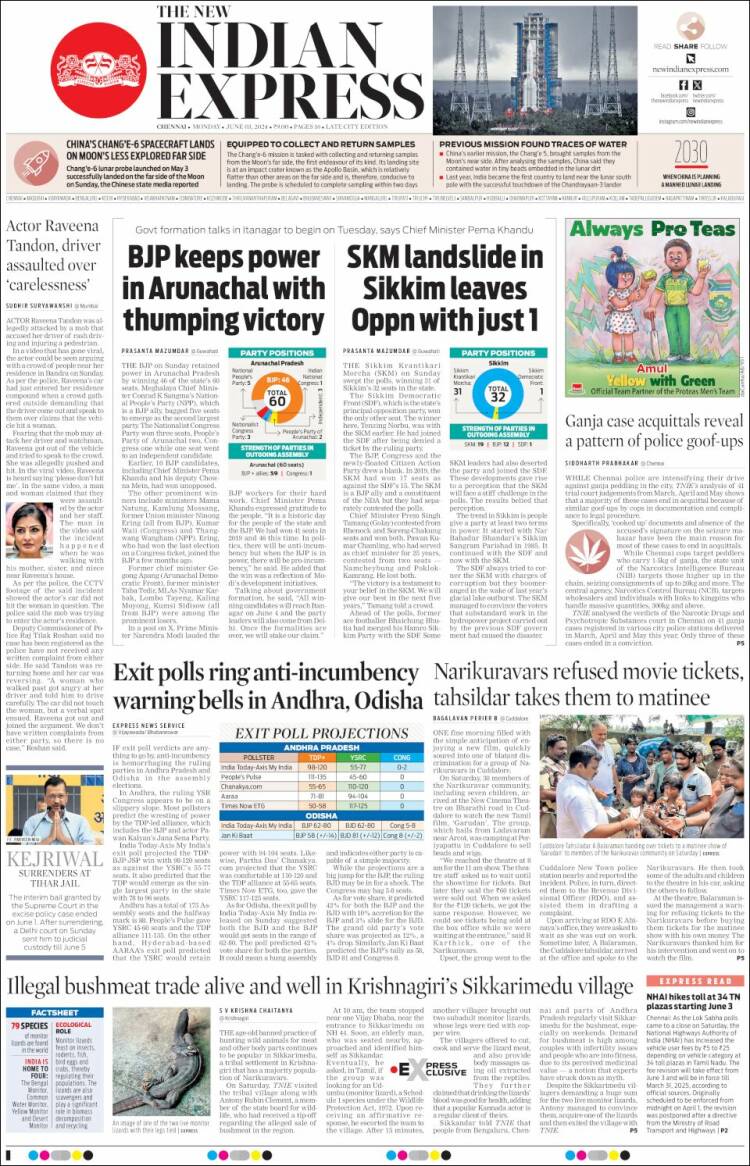 Portada de New Indian Express (India)