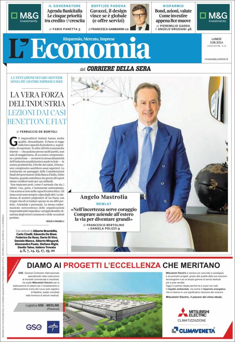 Portada de L'Economia (Italia)