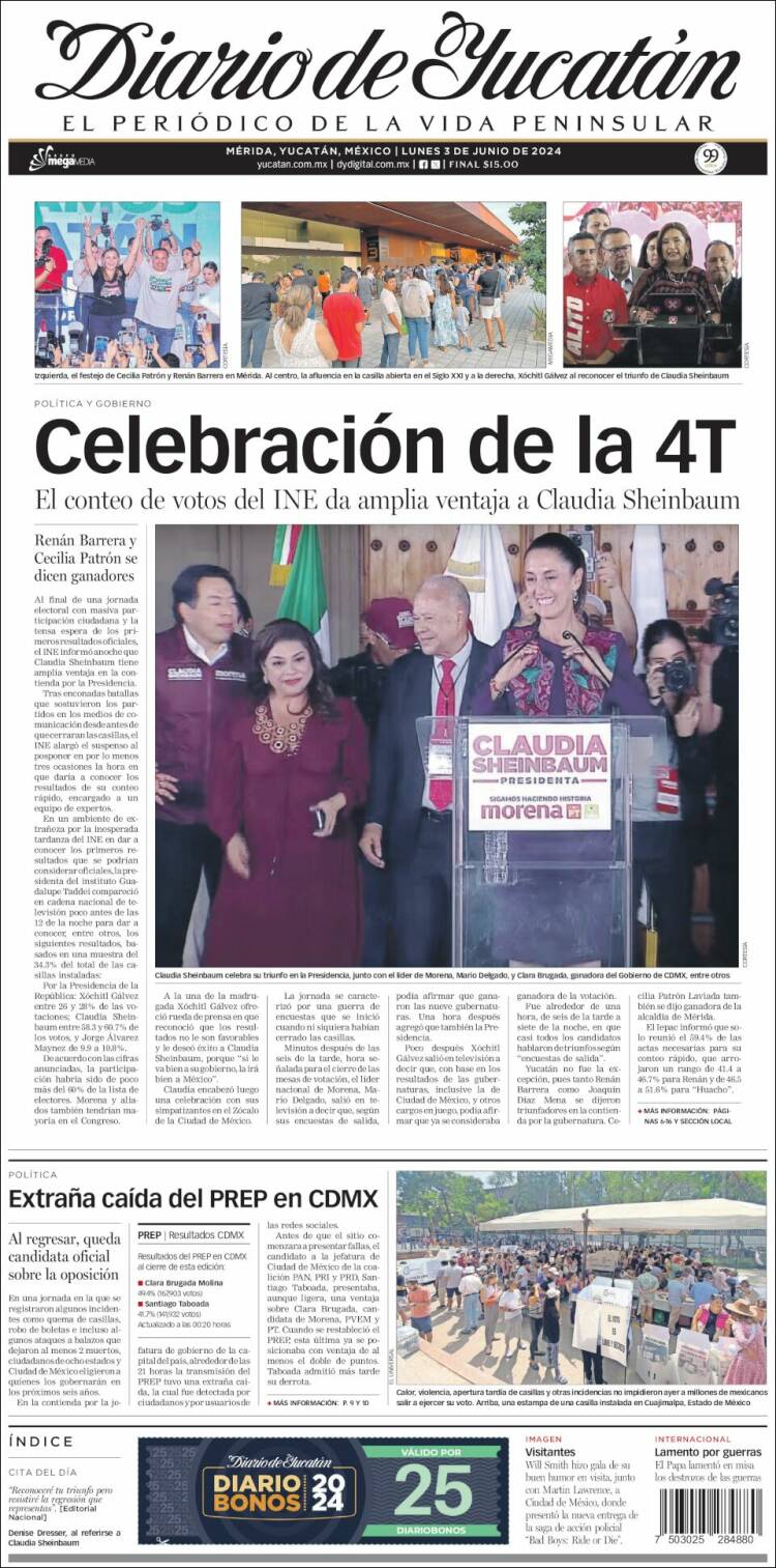 Portada de Diario de Yucatán (México)