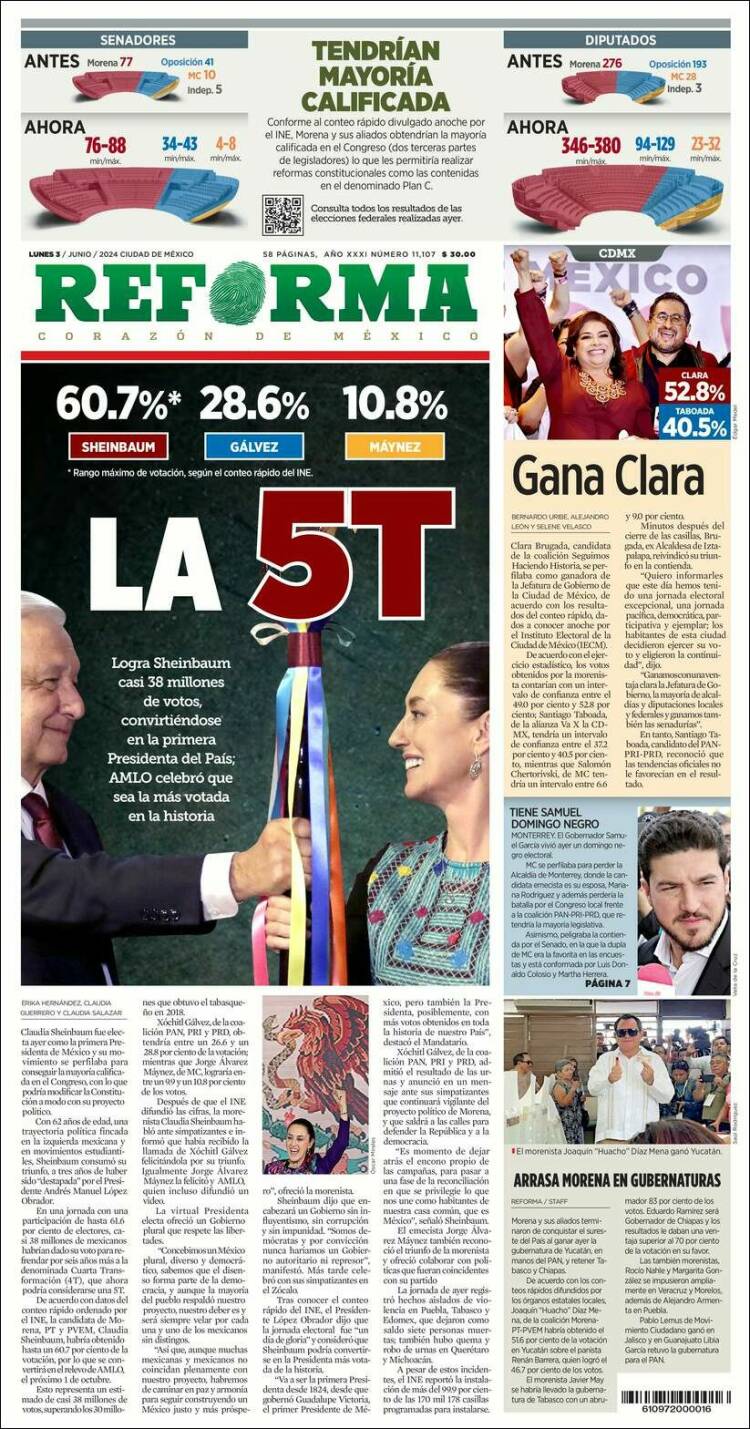 Portada de Reforma (México)