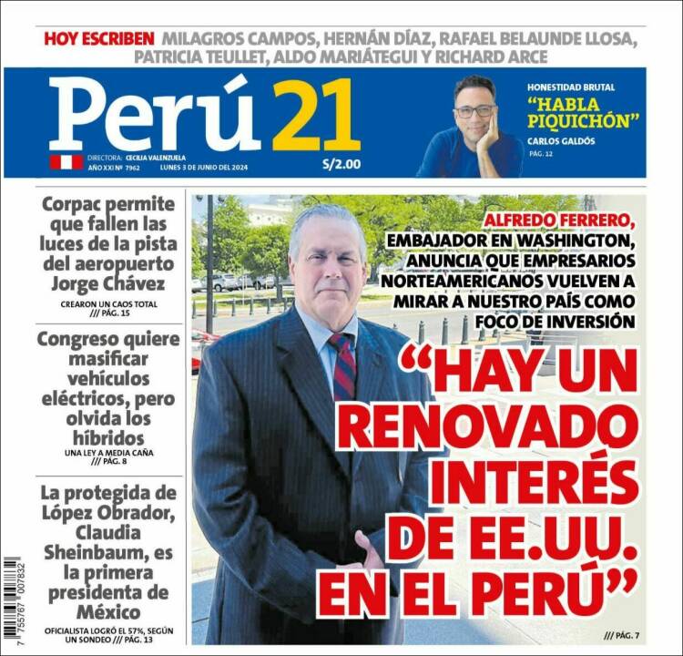 Portada de Perú 21 (Per&uacute;)